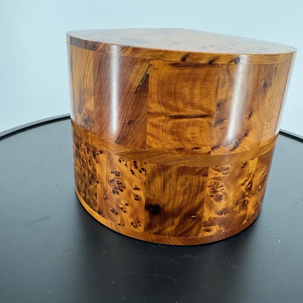 Morocco Jewellery Box Thuya Wood Aromatic Marquetry 2 Drawer Cylinder Drum Heavy
